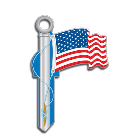 Key Shapes Lucky Line American Flag House Key Blank 68 SC1 Single For Schlage Locks B101S